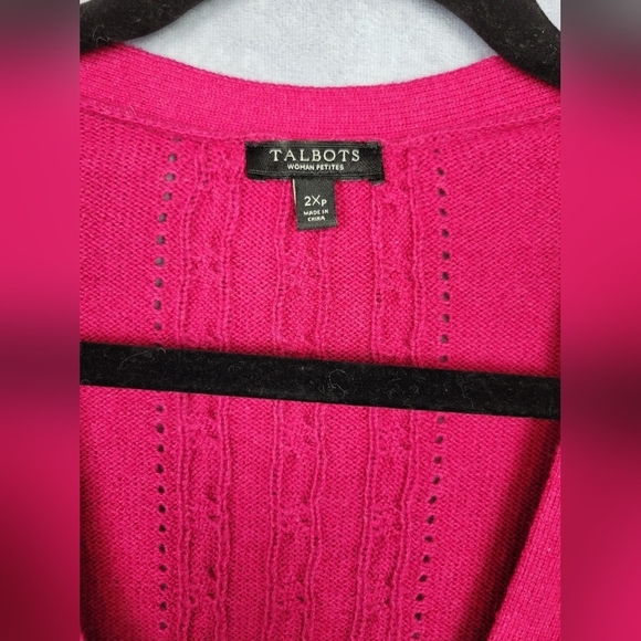 Talbots Cotton hot Pink  Cardigan Women’s Size 2xP - Picture 2 of 13